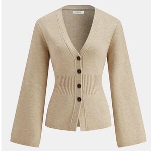 Commense Beige Button-Up Cardigan